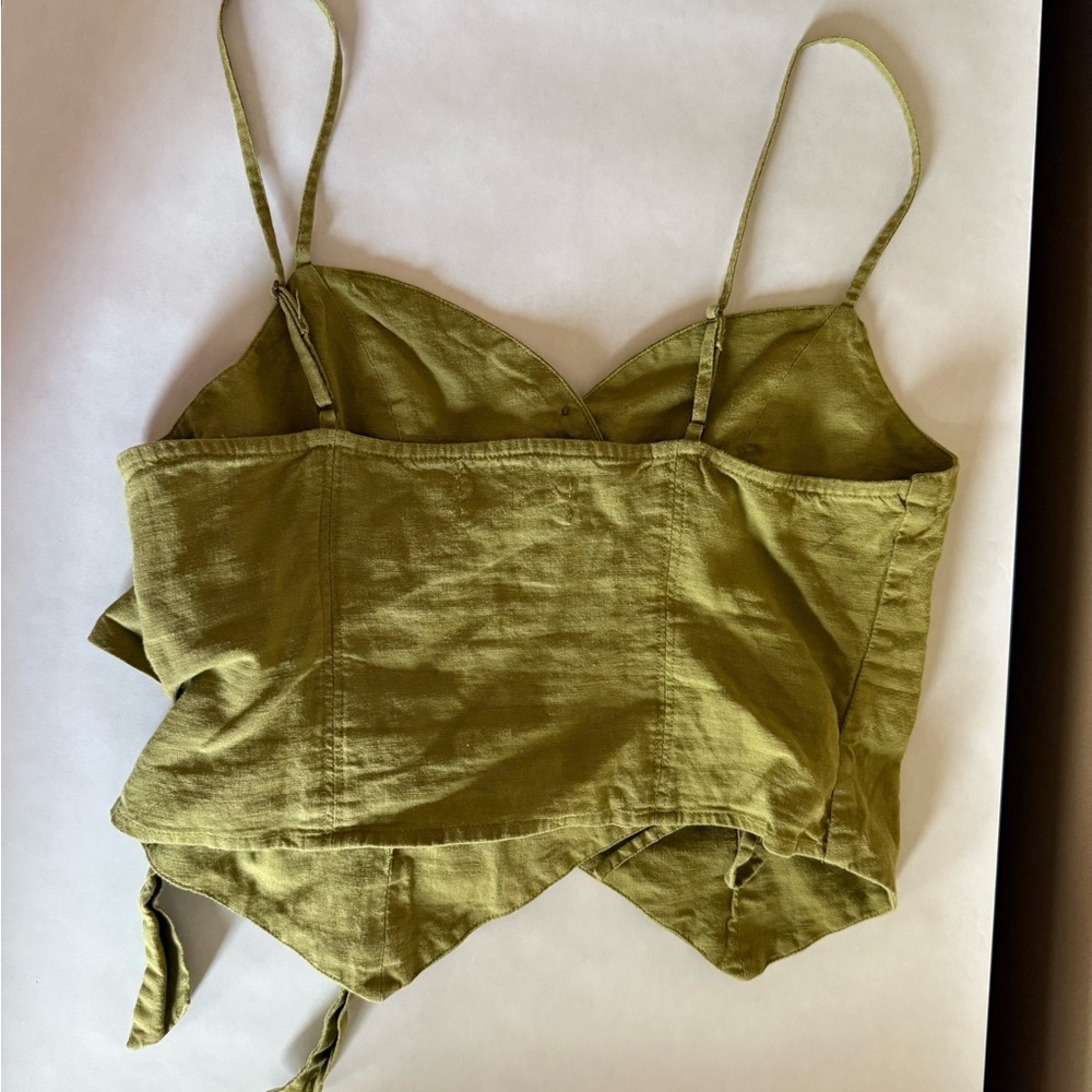 Urban Outfitters Green Asymmetrical Camisole with Tie Front - Picture 3 of 5